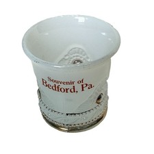 BEDFORD Pennsylvania PA Antique DEPRESSION WHITE MILK Glass Souvenir TRINKET CUP picture