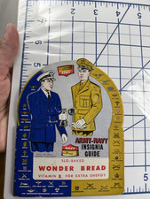 Ephemera  Wonder Bread  Military  WW2 Vintage Insignia Guide  Slo-Baked 1942 Adv picture
