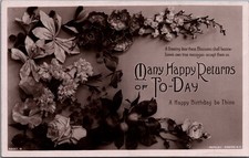 1912 RPPC Happy Birthday Greetings Floral Many Happy Returns Postcard picture