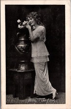 Mary Pickford RPPC Silent Film Star Actress Rose Vase Postcard 1910s-20s picture