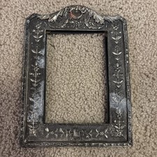 Antique French Louis XVI Metal Picture Frame Ribbon Bow Lyre Foundry Star Stamp picture