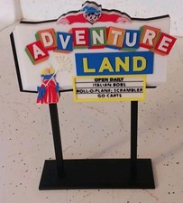 Adventureland 1970s Amusement Park Sign Addison Illinois Miniature Diorama Sign  picture