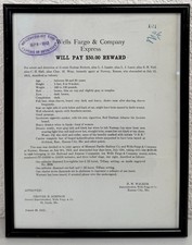 Antique Wells Fargo & Co Reward Wanted Poster Criminal Robber Western Outlaw #1 picture