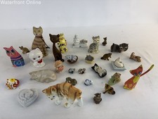 Vintage Cat Figurine Collection Lot of 29 Miniatures Porcelain Bone China Wood picture