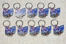 Ohio Keychains  (Lot 10) Covered Bridge State Shape Nice And Thick picture