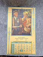 1935 Vintage fly fishing advertising Calendar cabin Deco decor JF KERNAN art picture
