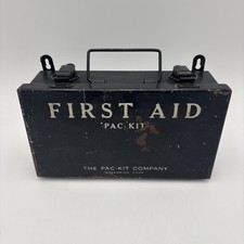 Vintage WWII ERA Railway Post office First Aid Pac-Kit Metal Box Wall Mount picture