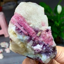 373G Natural Lepidolite purple mica Crystal and red tourmaline Madagascar picture