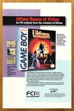 1992 Ultima: Runes of Virtue Game Boy Vintage Print Ad/Poster Authentic Game Art picture