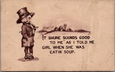 1912 Irish Comic Postcard - Soup Eating Girl, Lafayette WI Postmark 1913 picture