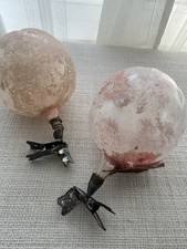 A pair of antique glassGerman pear Christmas ornaments on clip attachments picture