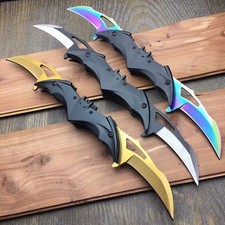3 PC DARK KNIGHT RISES SPRING ASSISTED BATMAN DUAL BLADE FOLDING KNIFE Bane Set picture