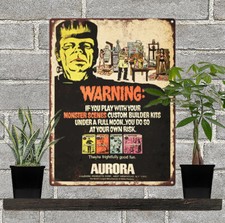 1969 Custom Monsters Kit Frankenstein Ad Aurora Metal Sign Repro 9x12