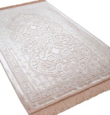 Modefa Turkish Islamic Velvet Prayer Rug Sajadah Luxury Plush Blush Pink picture