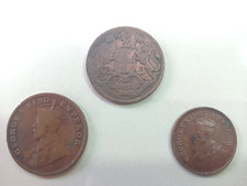 SET OF 3 VINTAGE OLD RARE COINS- GEORGE V KING 1920 & 1936, EAST INDIA 1835 picture