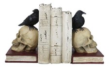 Ebros Edgar Allan Poe Raven Crow Skull Bookends Pair 7.5