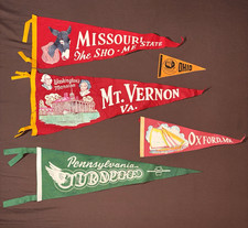 Vintage Souvenir Pennant Flags Lot Missouri Mt Vernon VA Oxford MD Ohio PA picture