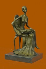 Bronze Sculpture Statue Decor Rare Fashion Model Sitting On Chair Art Sale Decor picture