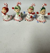 Vtg Lefton Christmas Candy Cane Kids Set of 4 Pixie Elves 625 Japan READ picture
