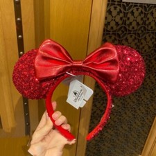 Disney Parks Red Sequin Bow RedPirate Rare Exclusive 2020 Minnie Ears Headband picture