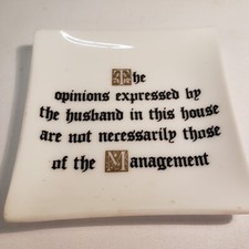 MCM Glass Dish Funny Husband Vintage 1950s Bernad Creations Comic Yonker picture
