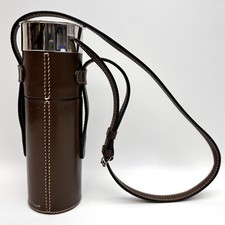 Vintage GUCCI Italy Brown Leather THEOS Shoulder Strap Thermos Flask 1960s RARE picture