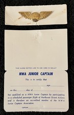Northwest Airlines - RARE Junior NWA Captain Kiddie Wings & Card picture