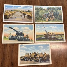 US Infantry Military Vintage Linen US Army Series Curteich Postcard USA Lot of 5 picture