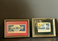Vintage Framed US Space Stamp Set Apollo 11 First Man On Moon Apollo-Soyuz 1975 picture