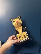 Vintage Wooden Cat Perpetual Calendar picture