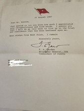 United States Military Academy Fred A. Gorden First To Serve Commander Letter picture