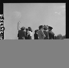 Photo:Arlington Virginia 1940s Bus Stop at Arlington Farms Women Crowd picture