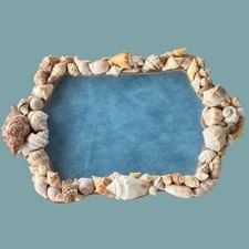Handmade Seashell Decorated Tray Coastal Beach House Cottage Shell Ocean Decor picture