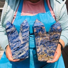 2 pieces 5.52LB Natural Blue Vein Stone Crystal Multi Pointed Pillar Heals 2239 picture