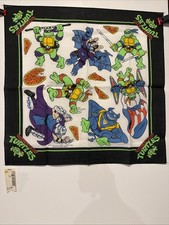 Vintage 1990 Teenage Mutant Ninja Turtles Bandanna Scarf Villains Pizza NWT picture