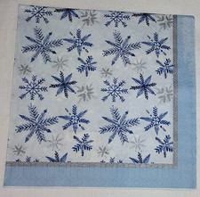 BLUE WINTER SNOWFLAKE ALL OVER PATTERN ~ 2 Paper Luncheon Decoupage Napkins picture
