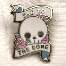 Sad To The Bone Skull Pin Horror Witch Goth Emo picture