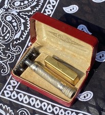Vintage Antique 3-Piece Gillette BULLDOG Safety Razor (M 34512) +mismatched Case picture