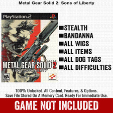 Metal Gear Solid 2 Sons of Liberty 100% All Items PS2 Memory Card CHEATS picture