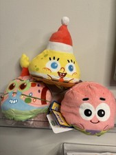 HTF TeeTurtle SpongeBob Christmas Reversible Plush Set Patrick Gary NWT Set of 3 picture