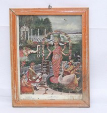 Antique Hindu Goddess Laxmi Print Old Decorated Original Sarasvati Litho Print picture