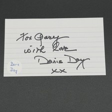 Doris Day Signed 3x5 Index Card - Academy Award - TTM Authentic Autograph picture
