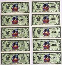 2001 UNUSED Mickey Mouse 10 consecutive $1 Disney Dollars picture