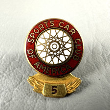 Vintage SCCA Sports Car Club of America Lapel Pin Enamel Gold Filled 5 Yr Dangle picture