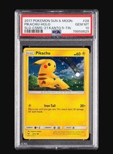 Promo 2017 POKEMON SUN & MOON21 kanto 5 tin #28 PIKACHU PSA10 cosmos holo  picture