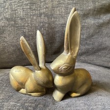 Vintage Brass Bunnies, Set of Two picture