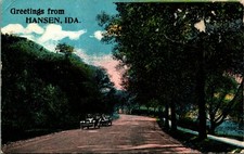 Generic Autos on Road Greetings From Hansen Idaho ID 1918 DB Postcard B1 picture