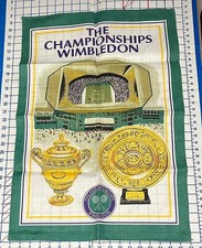 Vintage Ulscer Wimbledon Championship Tennis Souvenir Linen Ireland Tea Towel picture