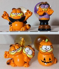 4 GARFIELD Halloween TWO-HEADED Frankenstein DRACULA Pumpkin suction cup PVC vtg picture