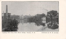 Nashua New Hampshire NH Main Street Bridge River Saw Mill Vtg Postcard K15 picture